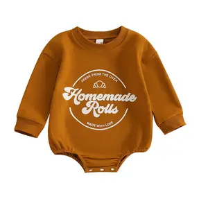 My First Thanksgiving Baby Boy Girl Outfit Homemade Rolls Sweatshirt Bubble Romper Sweater Newborn Toddler Clothes