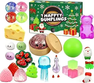 24pcs Squishy Advent Calendar,24 Days Mystery Countdown Squishy Calendar,Dumpling Squishy Mystery Box for Stress Relief,Sensory Fidget Toy for Adult,Anxiety Relief Hand Relax Gifts(Green)