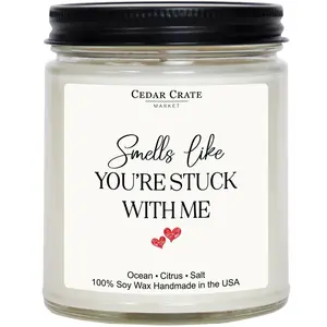 Cedar Crate Market Soy Wax Scented Candle Romantic Anniversary Gift for Couples, Men & Women