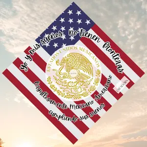 Mexican American Mexico USA Flag Hispanic Latino Graduation Cap Topper (Print)