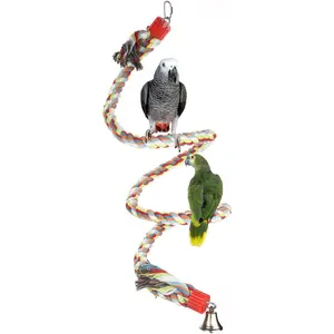 Bird Perch, Large Parrot Toys 63 Inch Climbing Rope Bungee Bird Toys Jusney