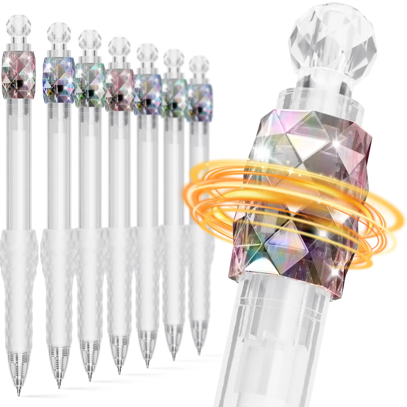 8 Pack Gel Pens, 0.7mm Fidget Rotating Design, Black Fine Point Ink, Smooth Writing, Soft Grip & Quick-Dry, Journaling Pens, Cute School & Office Supplies for Women and Men