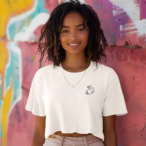 Dalix Women's Heartly Ghost Relaxed Cropped Tee - Comfortable Summer T-shirt - Cotton