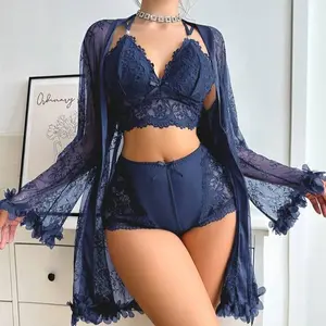 Product Name: Women's 3-Piece Lace Chemise Nightwear Set Description: Experience elegance and comfort with this romantic sleepwear ensemble, perfect for relaxing evenings at home. The set offers a stylish and cozy option for your nightly routine. Key Feat