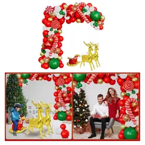 Xmas Balloon Garland Arch Kit Metallic Gold Green Red White Xmas Balloons Decorations for New Year Christmas Backdrop