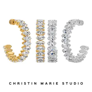 Diamond Shape CZ Hoops