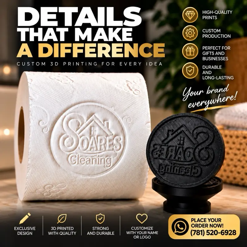 Custom Logo Toilet Paper Embosser Stamp – Personalized 3D Printed Paper Embosser
