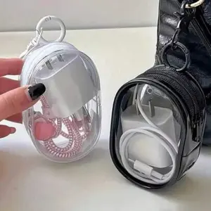 Transparent Multi-Purpose Data Cable Storage Bag, Portable Hook Design for Headphones, Ideal for Travel, 1 Piece