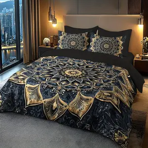 Luxurious Bohemian Floral Comfy Bedding Set, Soft Fabric, No Padding, Ideal for Bedroom, Hotel, Valentine's Gift, 1 Duvet Cover + 2 Pillowcases