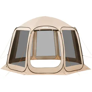 【fathersdaygift】VEVOR Screen House Tent, 12 x 11 ft, 10-12 Person Pop Up Screen Tent, Portable Screened in Canopy with Carry Bag, Netting Sides, Ground Stakes, for Garden, Patio, Backyard, Outdoor Activities, Beige