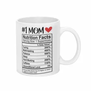 #1 Mom Nutrition Facts Mug (11oz/15oz) Supermom Heart Print Design Durable Ceramic Dishwasher and Microwave Safe Perfect for Mother’s Day Birthday Gift Office Coffee Home Kitchen Family Gathering
