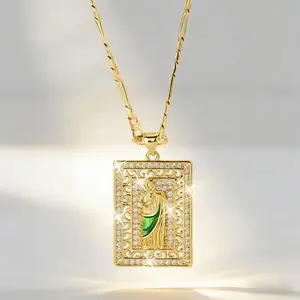 A Vintage St. Jude PendantNecklace Men's Religious Symbol Jewelry Durable for Everyday & Party Wear Timeless Design with Sturdy Chain Structure
