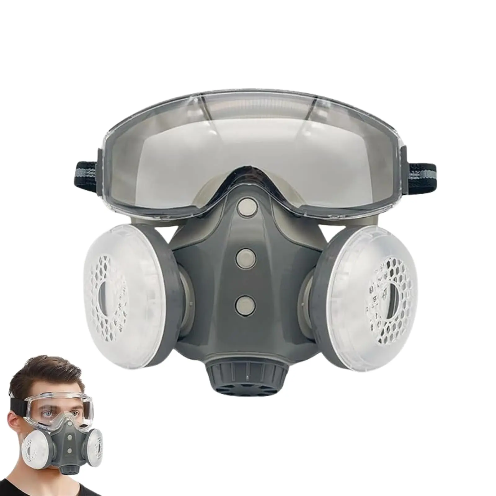 Reusable Respirator Mask with Safety Goggles, Anti-Virus Integrated Mask, Paint Spray & Dust Respirator for Chemical Exposure, Chemical Protection at Home, Outdoor & Work