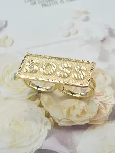 Men's Fashion Hip Hop Boss Dual Finger Ring Set, Hollow Out Design Suitable for Daily Wear & Parties, Perfect Gift Choice, Statement Rings