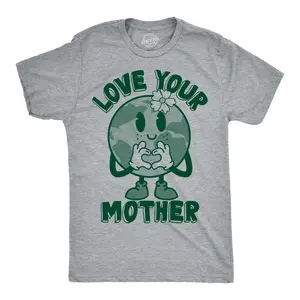 Mens Funny T Shirts Love Your Mother Earth Day Graphic Tee for Men Mens Funny T Shirts Cool Vintage Fashion T-Shirt Gift Classic Menswear Funny Environmental Short Sleeve Novelty Tees for Guys Light Grey
