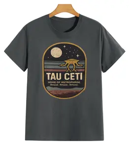 [Lunicora] Retro Tau Ceti Home of Astrophage TShirt,  Funny Shirt, Cool Vintage Fashion Tshirt, Classic Short Sleeve Novelty Tees