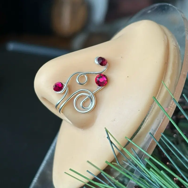 Ruby Love // Nose Cuff Non-Piercing Jewelry in Silver Gold Copper & Bronze Tarnish Resistant Wire Fashion Accessory