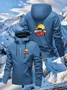Men's Casual Jacket with Humor-Fm-Russia Print, Zipper Windproof Hooded Coat, Lightweight Durable Polyester, Long Sleeve Pockets
