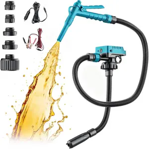 DIYtool 5 GPM Cordless Fuel Transfer Pump Compatible with DeWalt 20V & Milwaukee 18V Batteries, Portable Gas Can Pump with 51" Hose, 5 Adapters, Gas Pump for Diesel, Gasoline (Bare Tool)