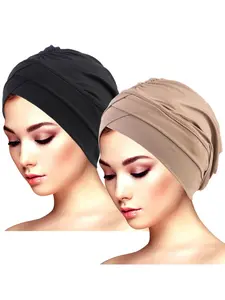 Muslim Cross-Head Cap Set, Chemotherapy Hat, Ethnic Headscarf, Wraparound Hijab, 2-Piece, Comfortable and Stylish
