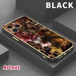 Luxury Electroplated TPU Phone Case for iPhone 17 Air 15 Pro Max 16 14 Plus 13 12 11 Wildflower Leopard Harmony Classic Straight Design Ultra Thin Soft Smartphone Cover