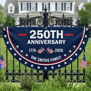 Personalized America 250th Anniversary Bunting Flag, Family Is Our Strength, Custom Name Family