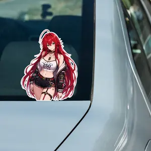 Rias 250th U.S. Vinyl Sticker, Patriotic Anime Girl Waifu Decal, Waterproof Anime Sticker for Laptop Tumbler Car Decor