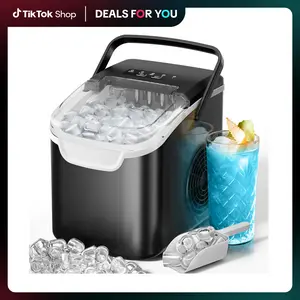 Kismile Countertop Ice Maker Machine, 8 Ice Cubes in 6 mins, 26lb/Day Ice with 2 Sizes- Portable Mini, Energy Saving & Basket/Scoop for Home/Party/Travel/Camping/Bar