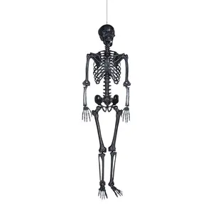 5 Ft. Life-Size Posable Black Skeleton Halloween Decoration