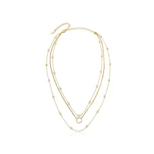Ettika Monroe Crystal Strand Layered Necklace with Elegant Design and Gold Finish