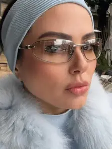 Trendy Oval Frameless Y2K Sunglasses for Women, Classic Oval Sunglasses, Uv400 Protection, Stylish Metal and Acryl Frame, Perfect for All Seasons, Trendy Casual Sunglasses