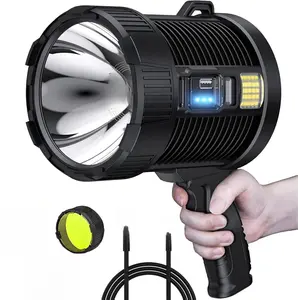 Practical Survival High-Intensity Spot Light - Durable Rechargeable Ultrabright Spotlight Flashlight Handheld Floodlight with P90 LED Chip & 2625 Feet Range for Outdoor Emergency Survival and Home Use