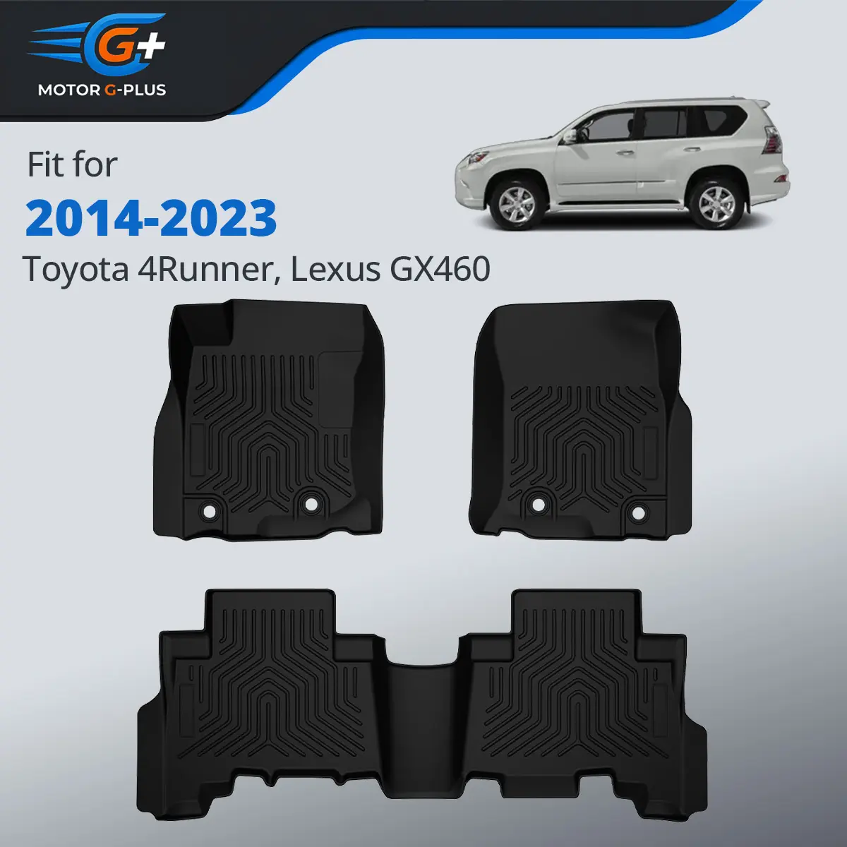 MOTOR GPLUS 3D TPE All-Weather Car Footwell Mats - Automotive Mats, Auto Interior Car Accessory, Weatherproof Precise Fit for 2014-23 Toyota 4Runner, Lexus GX460