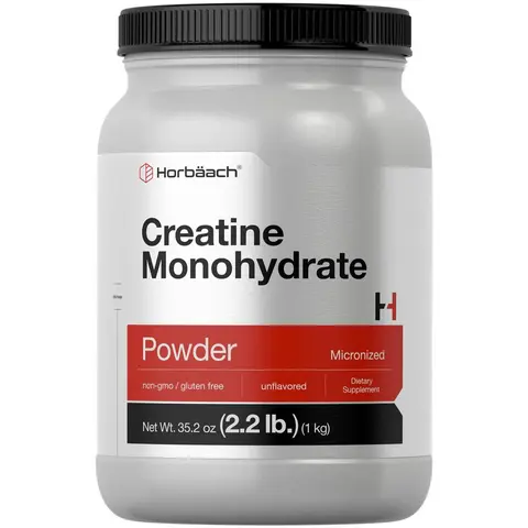 Horbäach Creatine Monohydrate Powder - 2.2lbs (35.2 oz) - Micronized and Unflavored - Vegetarian, Non-GMO, and Gluten Free Supplement