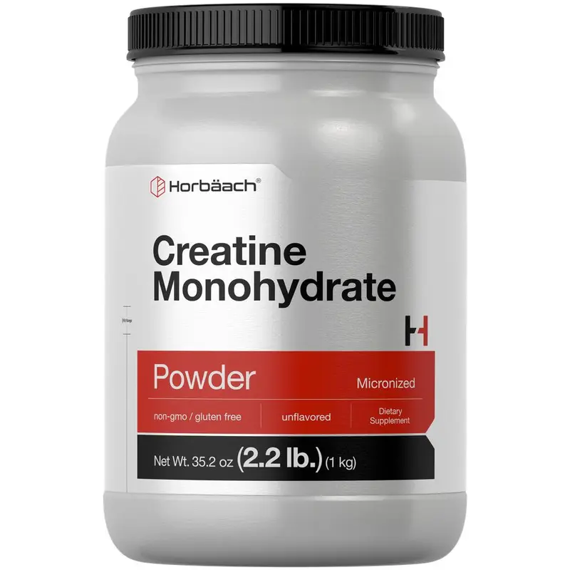 Horbäach Creatine Monohydrate Powder - 2.2lbs (35.2 oz) - Micronized and Unflavored - Vegetarian, Non-GMO, and Gluten Free Supplement