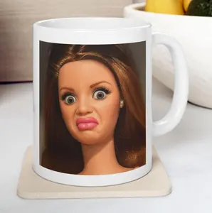[sale up to 40%]+[Freeship] Funny Disgusted Doll Face Mug, Hilarious Coffee Cup