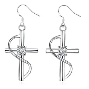 Serpent Cross Chrome Earrings