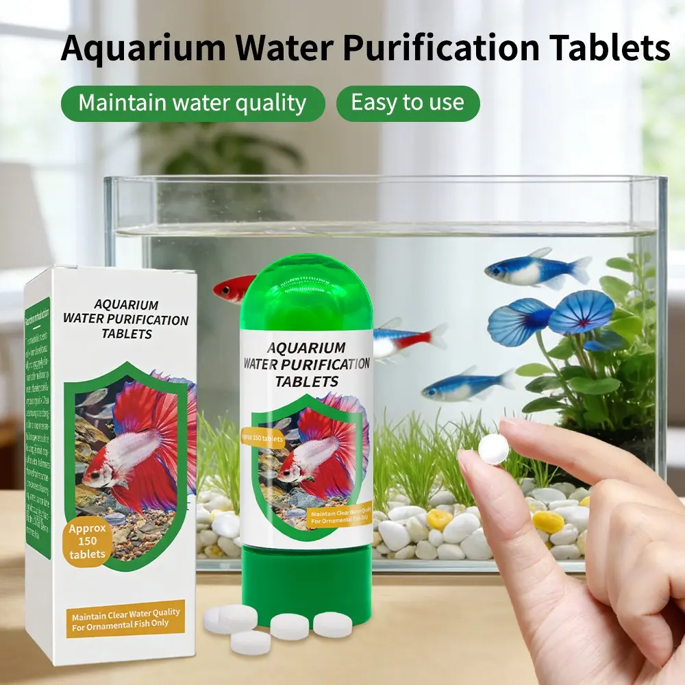 150 Pieces Aquarium Water Filter Tablets, Removes Chlorine, Stabilizes Water Quality, Reduces Frequent Water Changes, Ideal for Fish Tanks, Cleaner