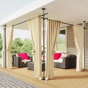 Room Divider Curtain Rod, No Drilling 4-10ft(H) 28-140inch(W) Adjustable Privacy Wall Divider for Room Separation, Heavy Duty Temporary Partition Space Separator Tension Rods, Black