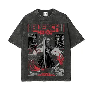 Bleach Kurosaki Ichigo Hollow Form Vintage T-Shirt Washed Acid Cotton Heavyweight Streetwear Unisex Casual Daily Fan Essential Gift