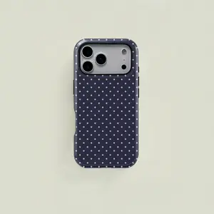 Polka Dot Phone Case, Elegant Aesthetic Wave Pattern, Classic Geometric Print, Durable Two-In-One Protection for iPhone & Samsung