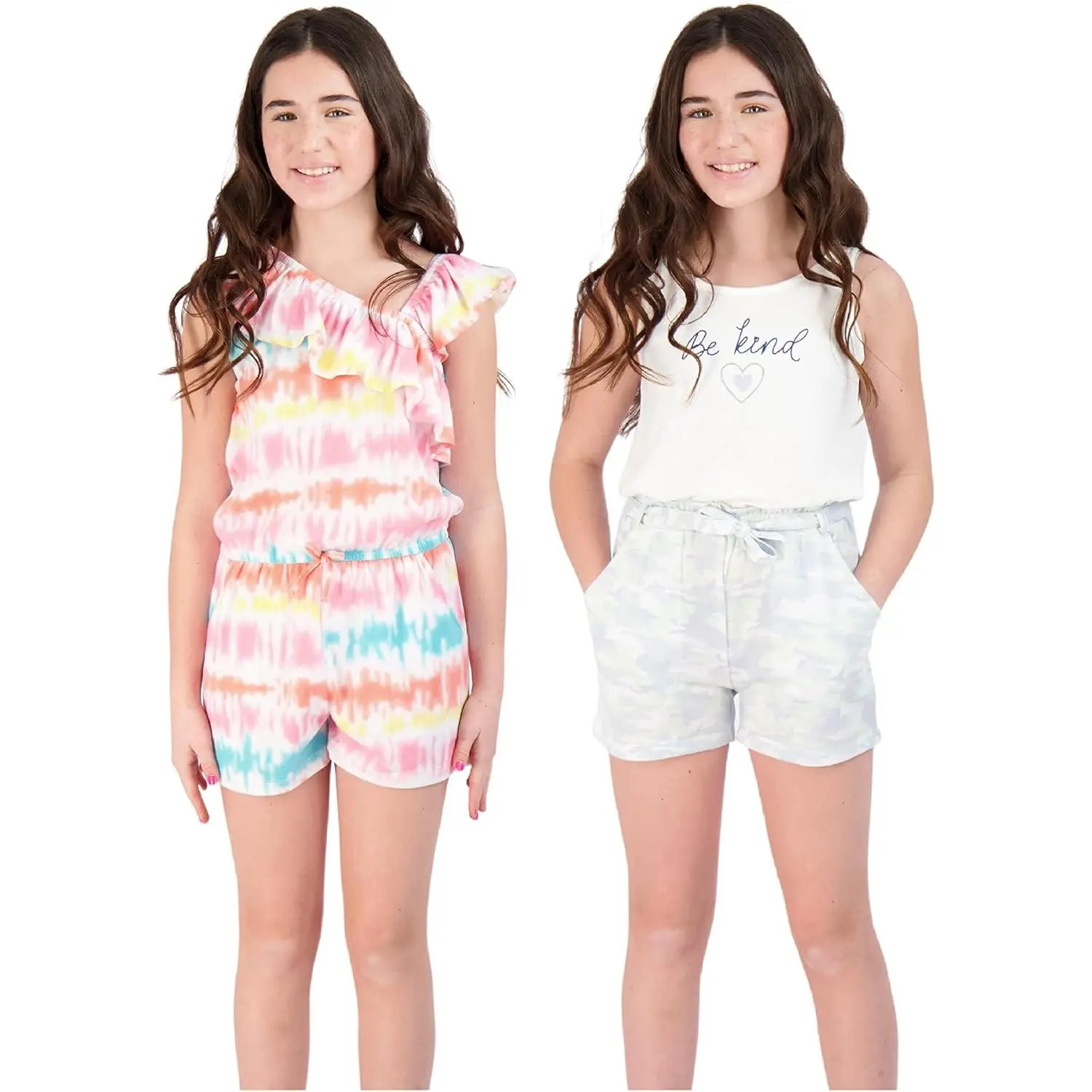 Sweet Butterfly Girls Rompers 2 Pack Lightweight Summer Outfit for Girl in Fun Prints