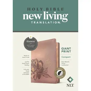 NLT Compact Giant Print Bible, Filament Enabled (Leatherlike, Rose Metallic Peony, Indexed, Red Letter) -- New Living Translation - Bible