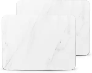 2-Pack Stone Dish Drying Mats for Kitchen Counter - Fast-Drying, Super Absorbent Diatomaceous Earth Mats with Non-Slip Pad for Dishes, Bottles, and Cups (16x12 Inch, White Marble)