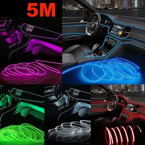 5M USB Powered Car Interior LED Light,  RGB Light, Create A Cool Ambiance With 16FT LED Atmosphere Lights, USB-Powered Interior Ambient Lighting Kit with Fuse Protetion, Multicolor Car Interior Light, Car Interior Decorative Light