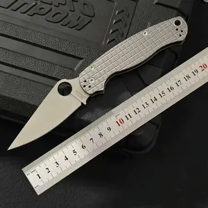 In stock C81 Aluminum Handle Outdoor Mini Pocket Knife EDC Portable Survival Camping Folding Knife Lightweight Tactical Blade for Men Women Hiking Fishing Hunting Self Defense