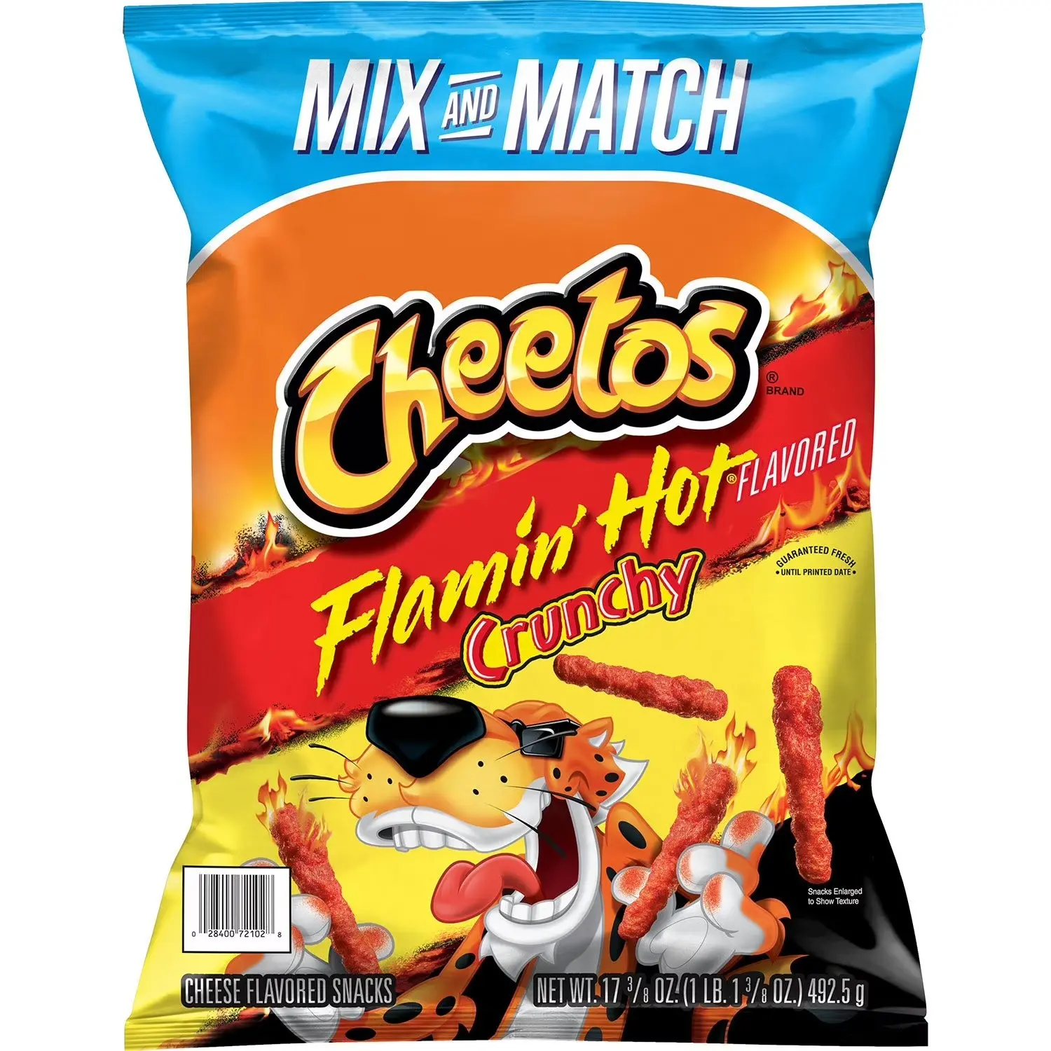 Cheetos Crunchy Flamin' Hot Cheesy Crisps & Puffed Snacks - Bold Spicy Flavor, Bite-Sized Fried, 17.37 oz, PepsiCo Ambient Party Snack Chips