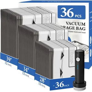 Travel Vacuum Bags for Clothing with Rechargeable  air Pump,36 Pack Compression Packing Bags for Luggage Suitcase,Carry- Size Space Saver vacuum storage bags