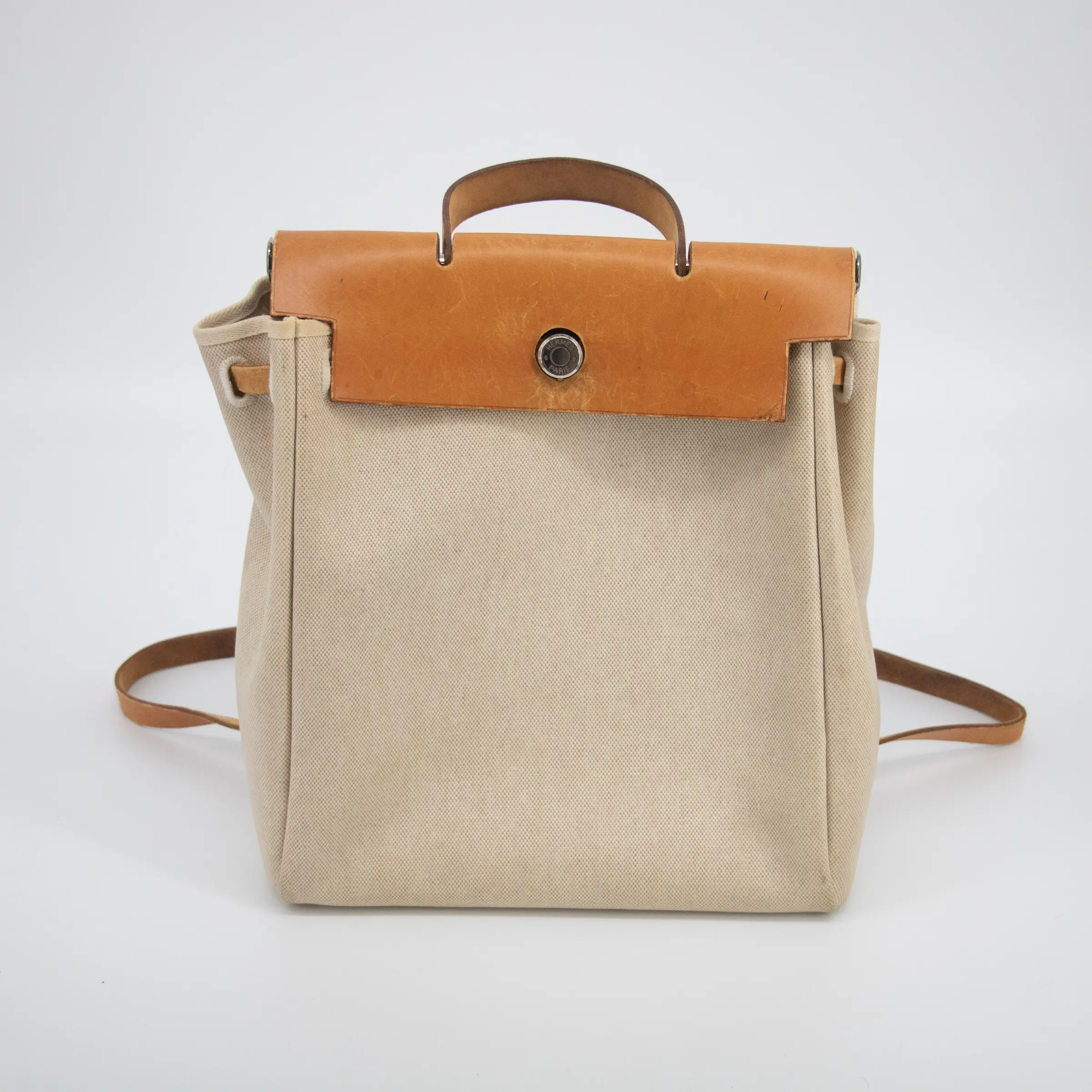 Pre-owned HERMÈS Leather Backpacks Hermes Herbag Backpack Air with Replacement Bag #2065