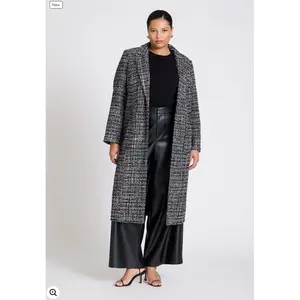 ELOQUII Women's Tweed Duster Coat